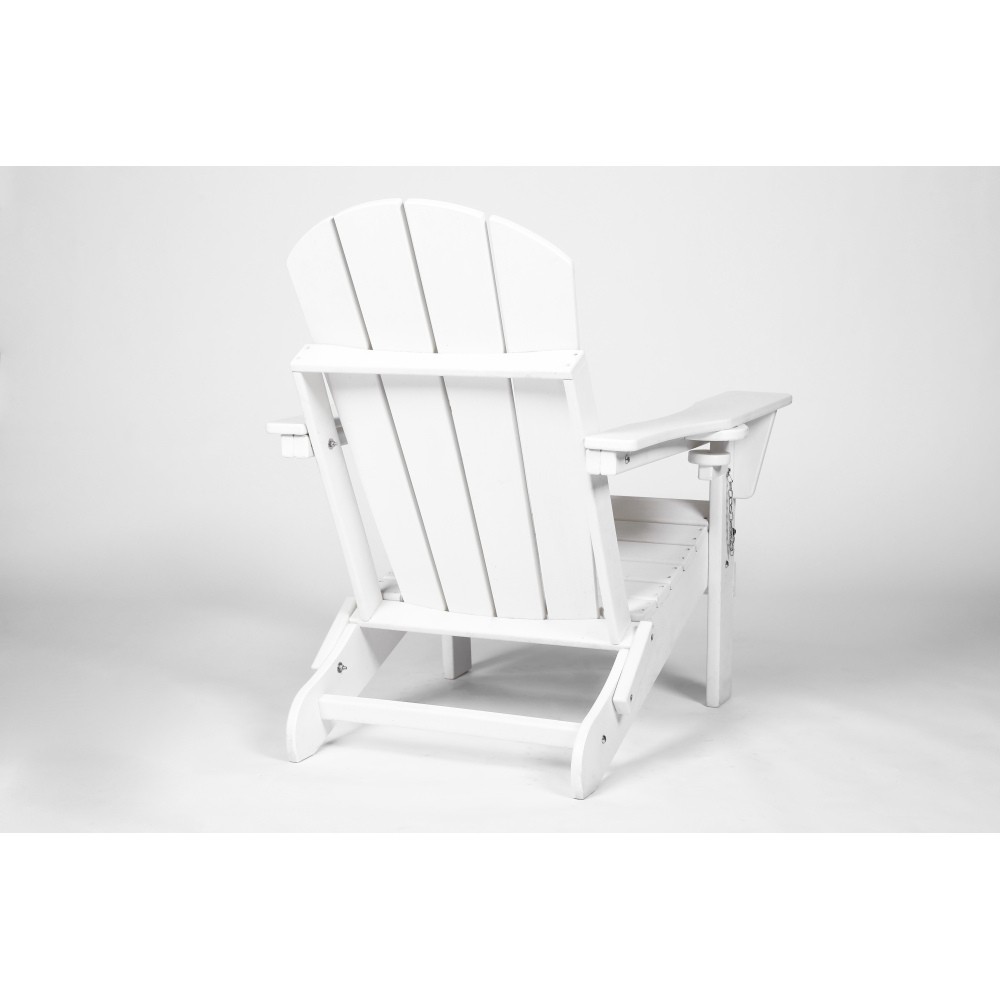 Folding Adirondack Chair & Side Table Set (2 Chairs, 1 Table) - White