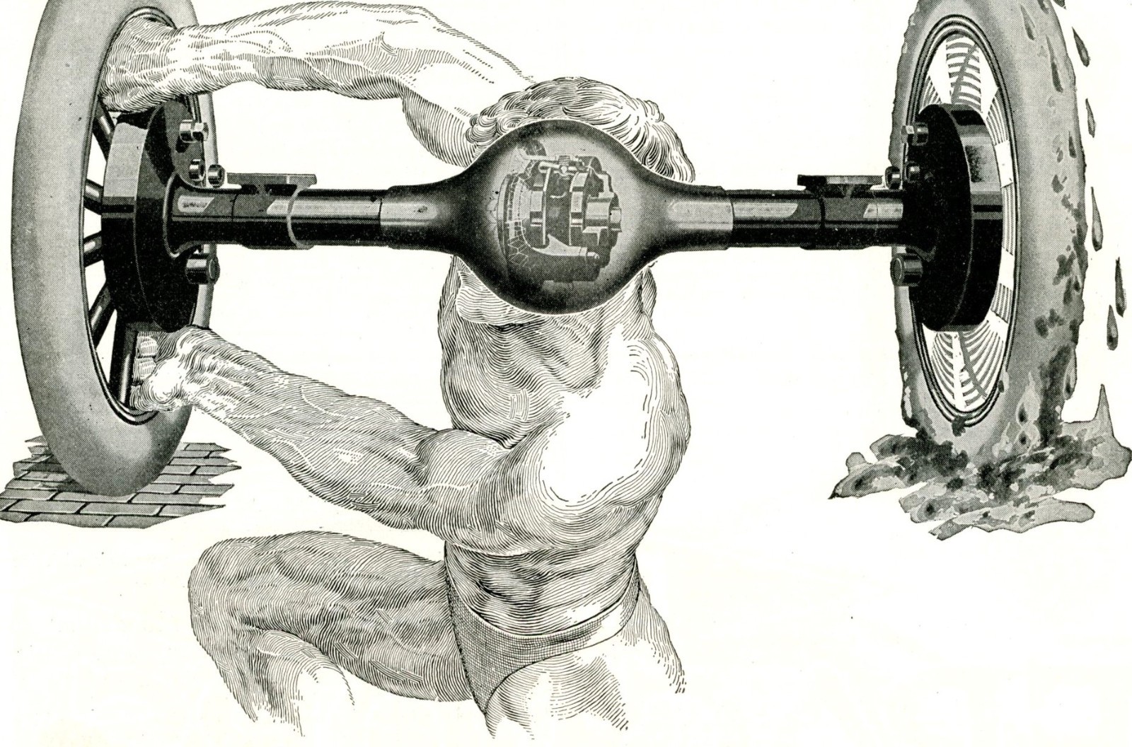 1917 Original Bailey Differential Ad. Gay Interest. Muscular Nude Male Art