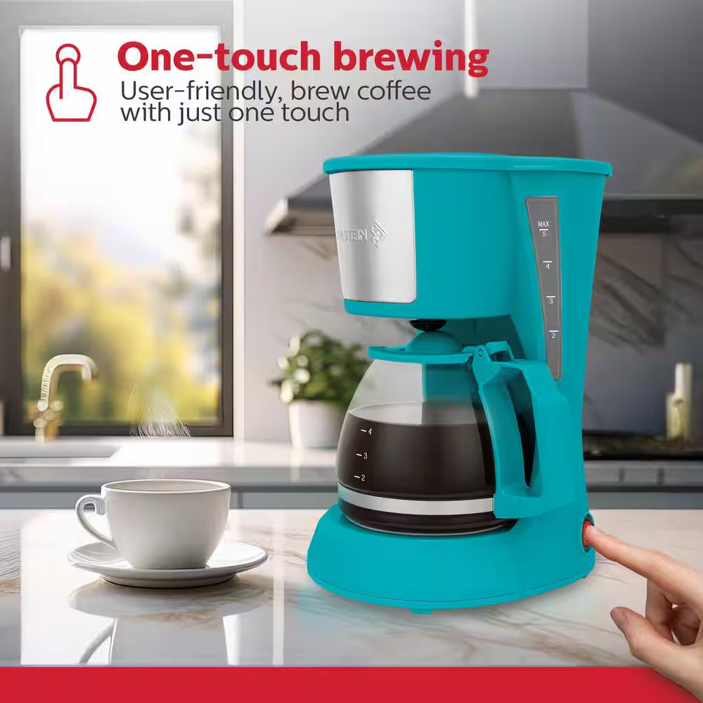 Everyday 5-Cup Teal Coffee Maker