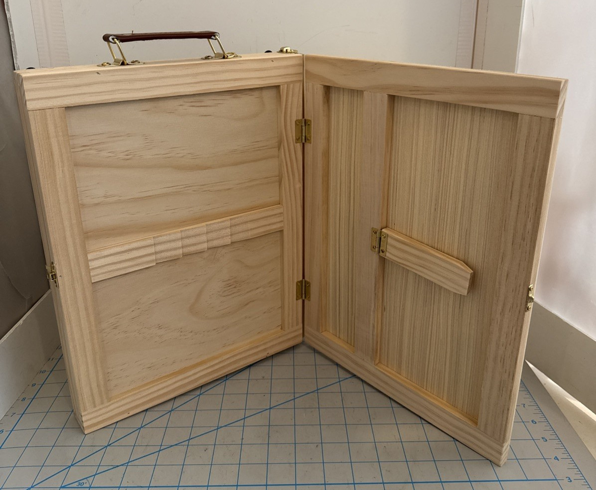 Solid Artist Wood Desk Table Easel Box, Storage Drawer, Art Paint Supplies