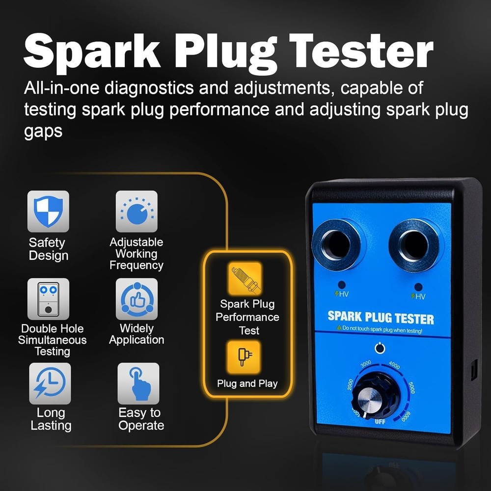 Dual-Hole Spark Plug Tester & RPM Adjustable Gap Tool for Optimal Engine Tuning