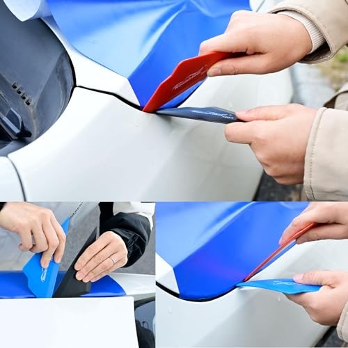 5-Pack Car Tint Tools Triangle Squeegee, 70A Hardness Blue Contour Corner