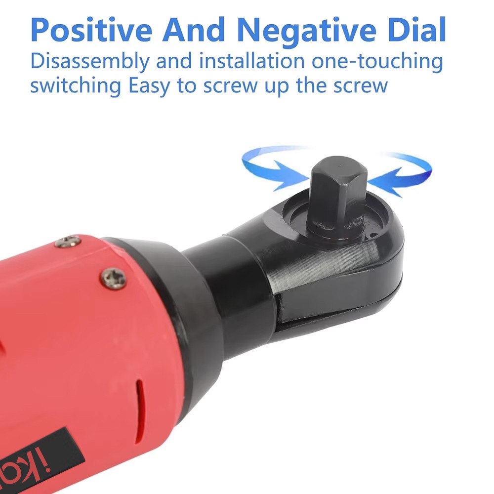 Cordless Ratchet 3/8\" Right Angle Wrench Impact Power Tool /2Battery 4Socket B4