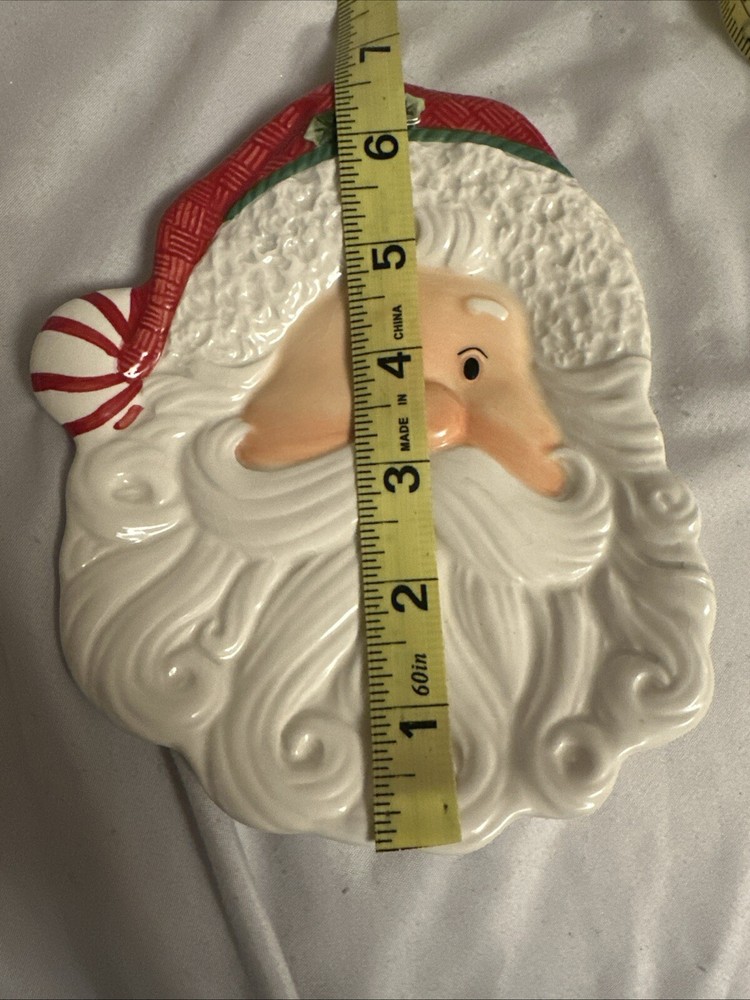 Fitz & Floyd Peppermint Santa Cookie / Candy Tray