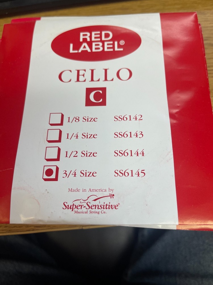 Red Label Cello C Single String 3/4 SS6145 6145 New Super Sensitive