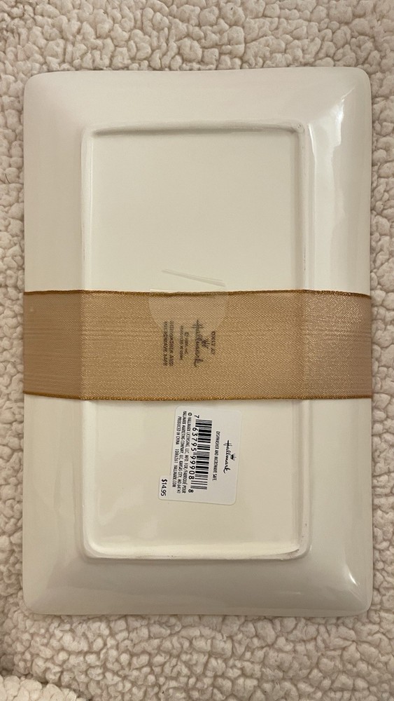 Hallmark Fall Foliage Rectangular Ceramic Tray Off-White 11" x 7"