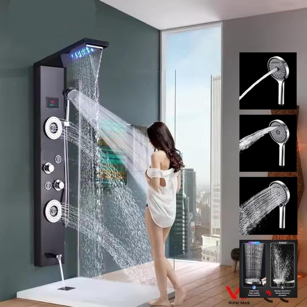 ZeeCry Bathroom 4 Body Message Jet Shower Panel Wall Mounted