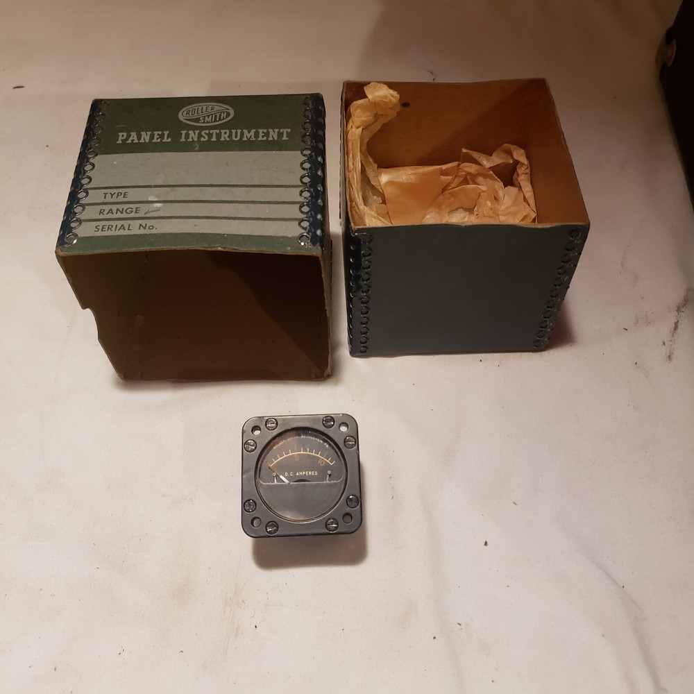 Roller Smith Dc Ampere Meter Panel Military Small
