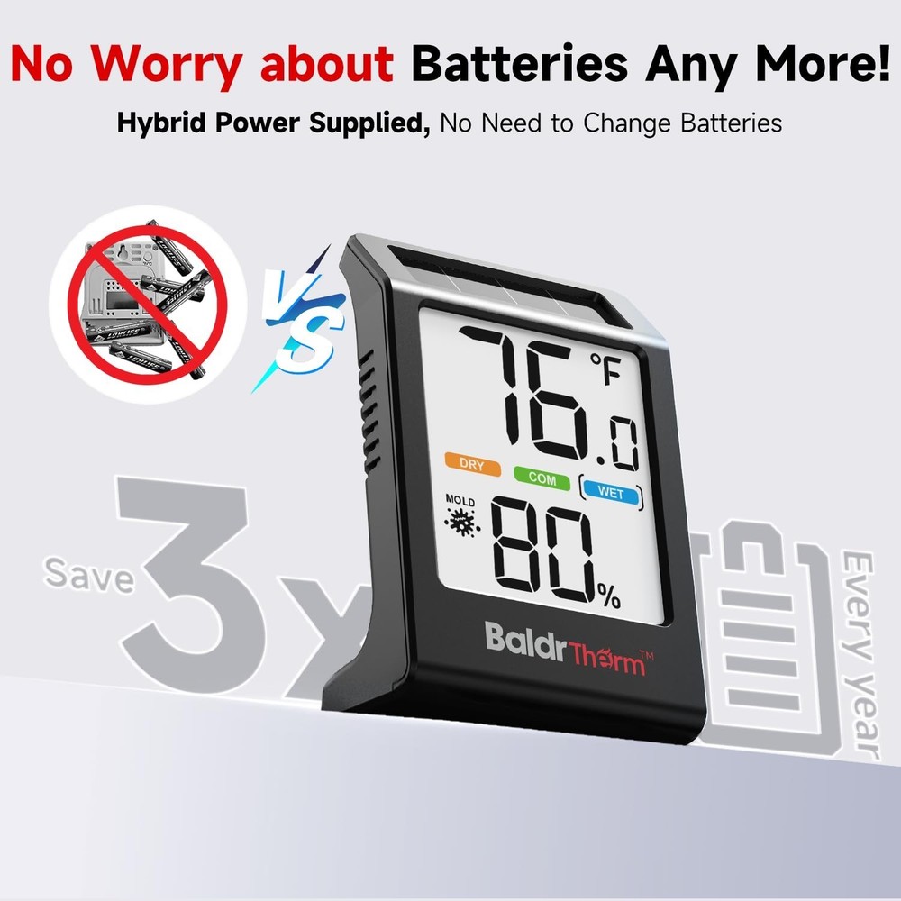 Effortless Climate Control: Solar-Powered Indoor Humidity Meter with