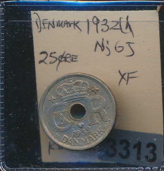 DENMARK -  25 ORE - 1932 - #3313