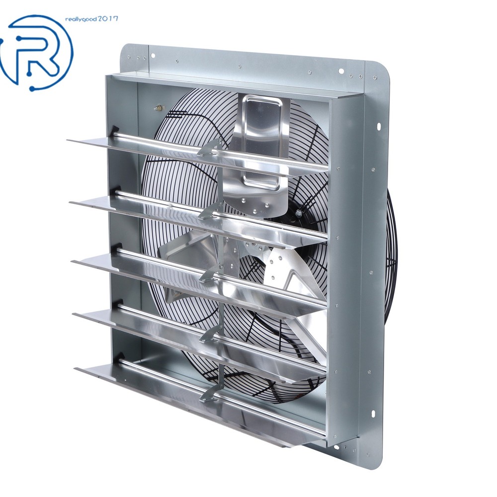 24" Wall Mounted Exhaust Fan Automatic Shutter Variable Speed Vent Fan For Attic