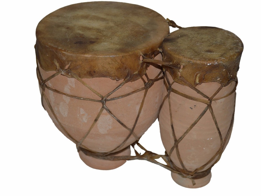 Moroccan Djembe Double Drum African Bongo Congo Artisan Handmade Clay Medium