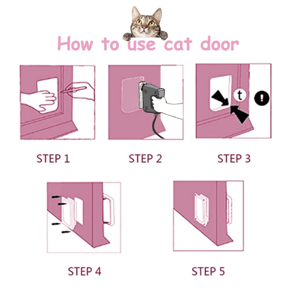 Cat Door Flap Extra Large (Outer Size 11" x 9.8"), 4 Way Locking for Interior...