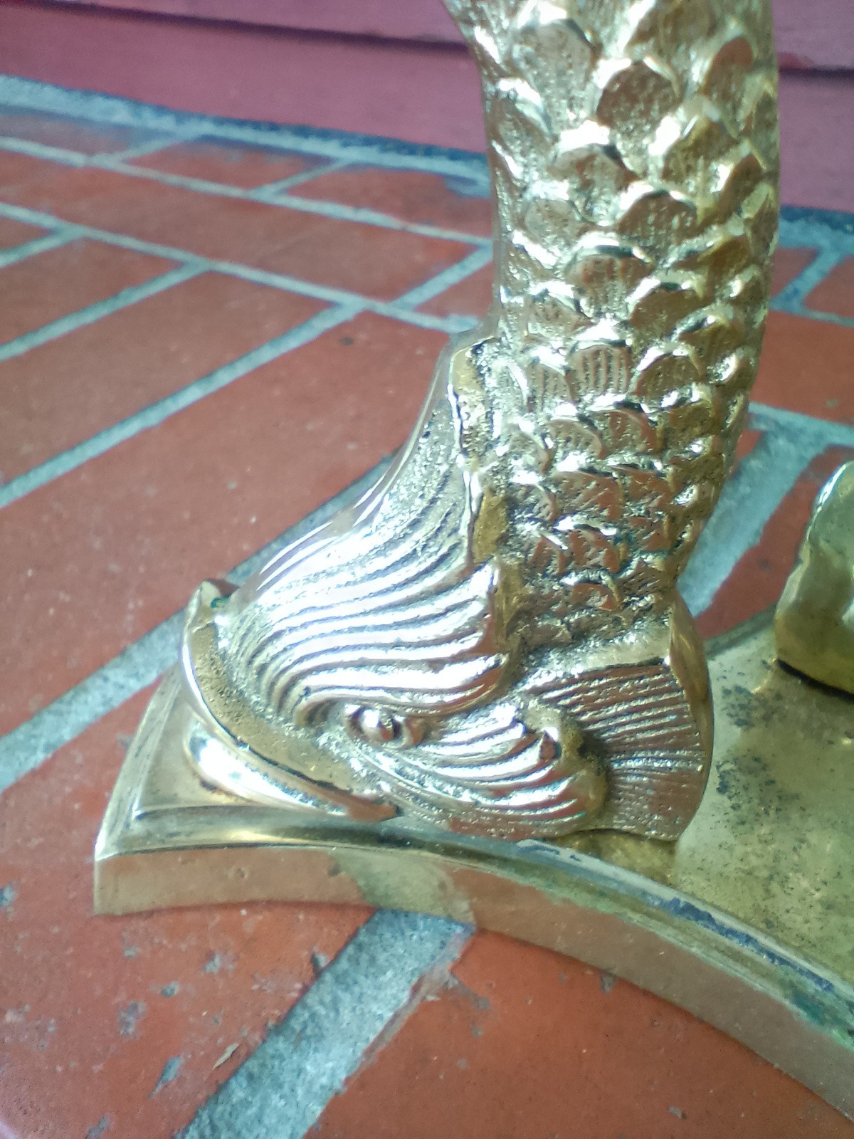 Bronze / Brass Dolphin Koi Fish Pedestal Centerpiece