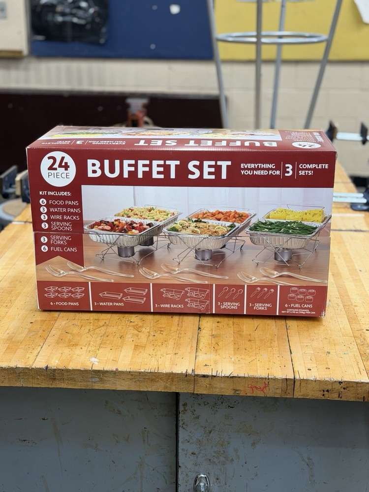 24 Piece Party Serving Kit Includes Chafing Dish Trays & Serving Spoons