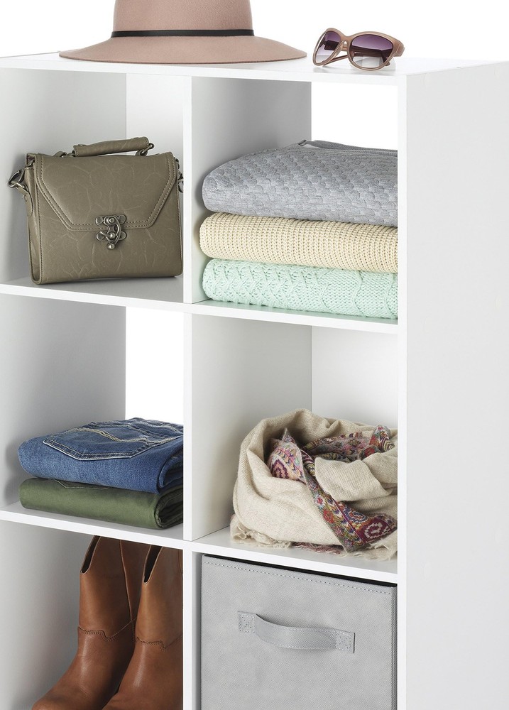 Whitmor 6 Cube Bookcase 3 Tier Stackable MDF Open Storage Display Organizer Whit