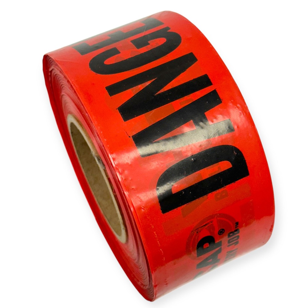 White Cap Plastic Danger Barricade Tape Red
