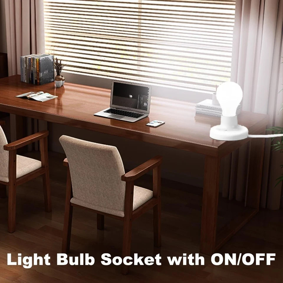15 FT Light Bulb Base with Cord E26/E27 Light Socket with On/Off Switch, 110V-25