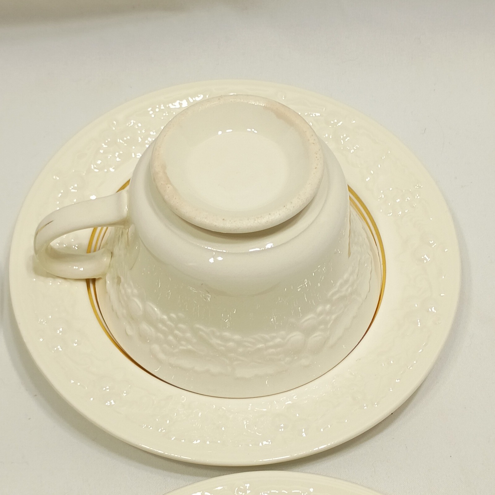 Vintage Homer Laughlin Eggshell Theme Floral Teacup & Saucer Sets (6) USA 1940s