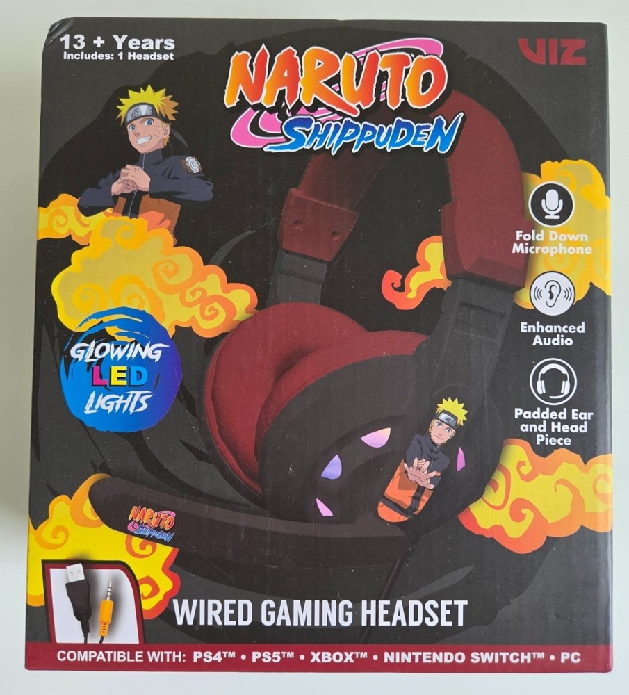 Naruto Shippuden Wired Gaming Headset - Compatible PS4 PS5 Xbox Switch PC