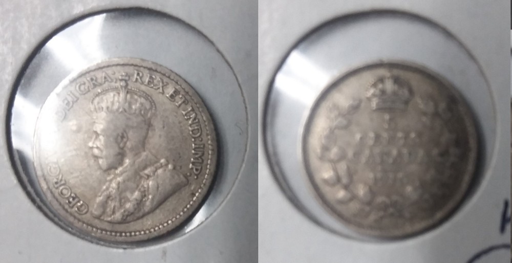 Rare Canada 1915 Silver 5 Cents