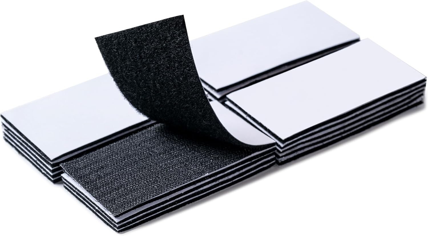 20 Sets Heavy Duty Hook & Loop Adhesive Strips: Sticky Back Fastener 2x4” Black
