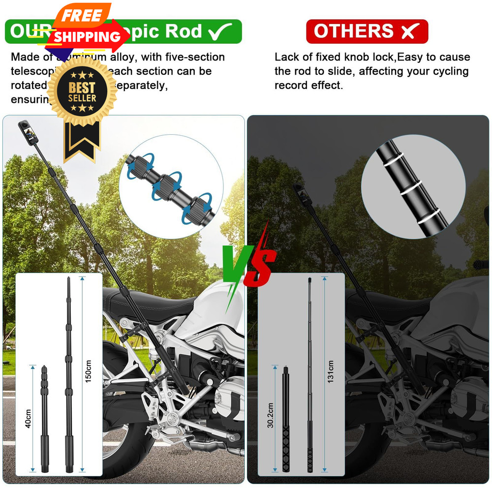 Motorcycle Mount Kit Compatible Compact, for Insta360