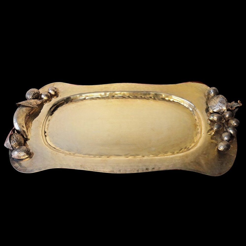 Franco Lapini, Serving Tray exceptional decor Brass, silver