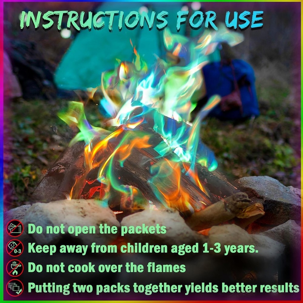 Fire Color Changing Packets - 12 Pack Long Burn Safe Magic Campfire