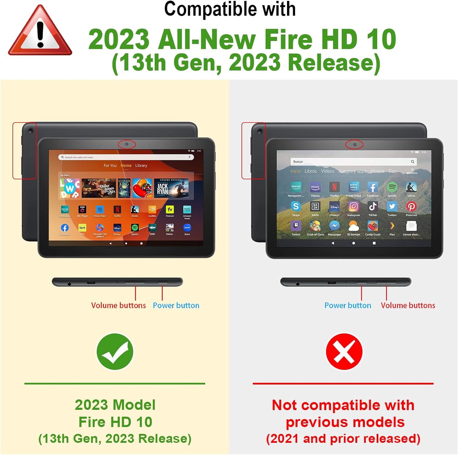 Hybrid Case for Amazon Fire HD 10 Tablet (13th Gen 2023) Rugged Kickstand Cover