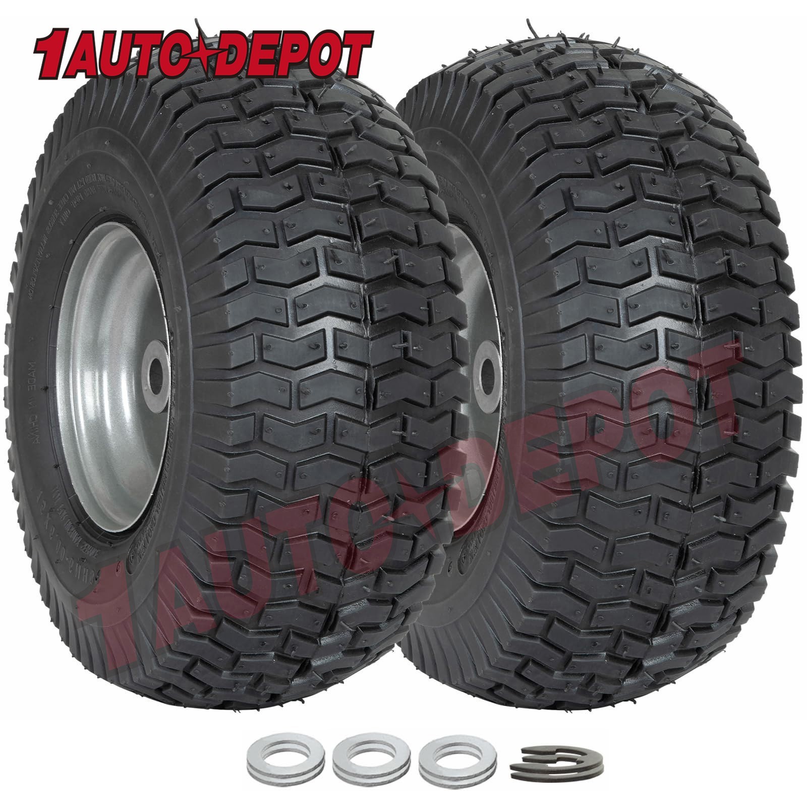 RVpunk 15x6.00-6 4Ply Lawn Mower Front Tire And Wheel Riding Lawn Mower Set Of 2