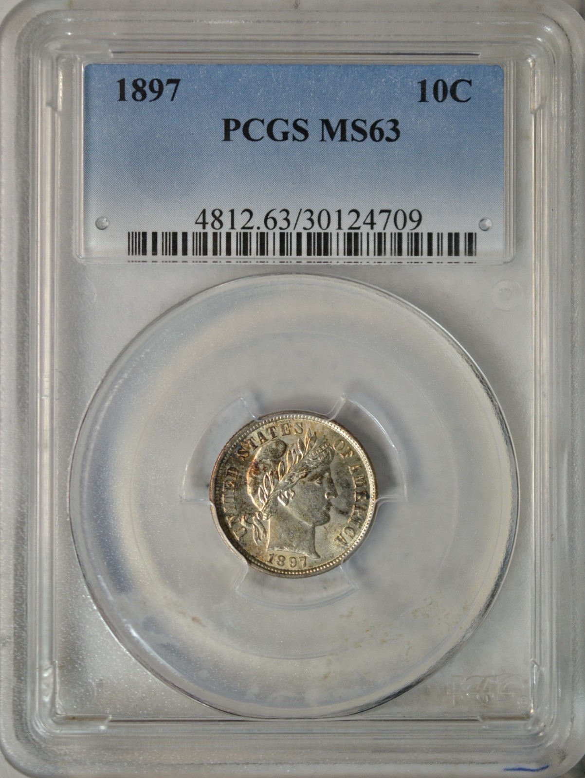 1897 Barber dime, PCGS MS63