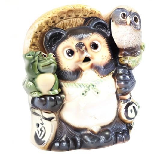 Shigaraki Ware Tanuki No. 8.5 Ceramic Figurine 10.2in Japan