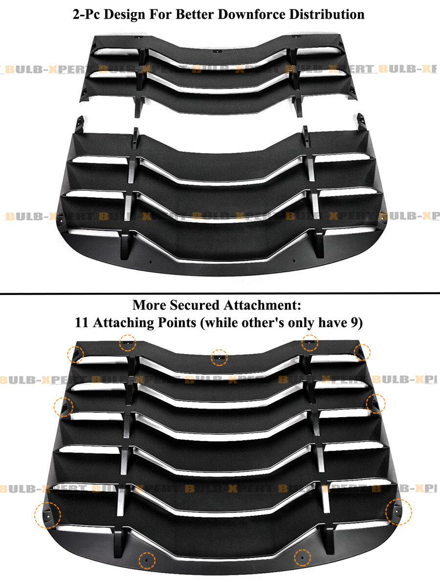 For 24-25 Ford Mustang AMPP 2pc Matte Black Rear Window Windshield Louver Cover