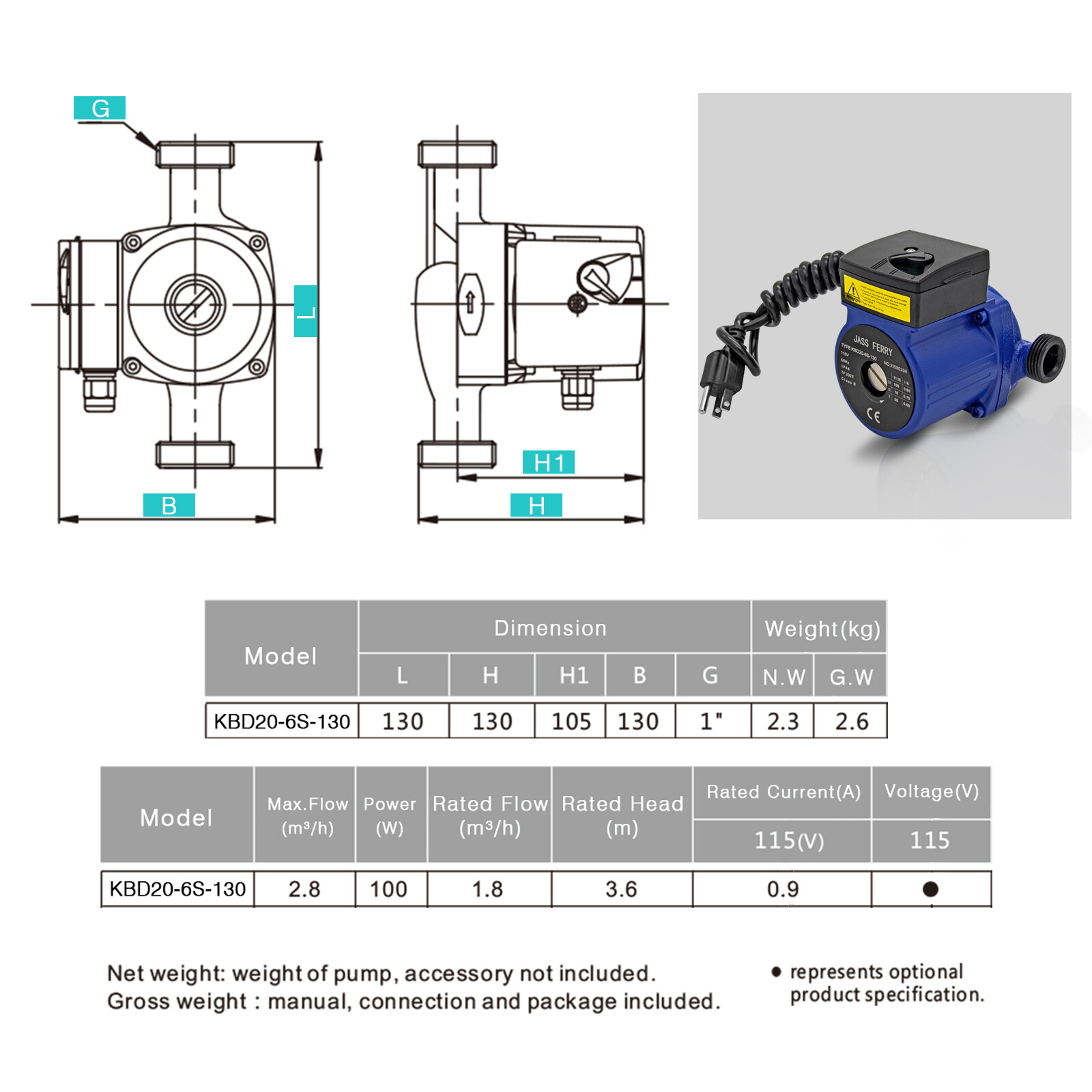 JASSFERRY Circulator Pump Hot Water Recirculation NPT 3/4 inch Replacement
