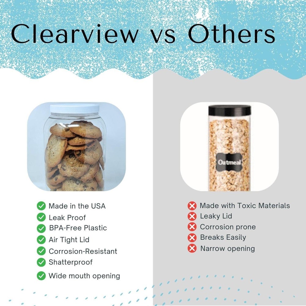 CLEARVIEW 1 Quart Plastic Jar - 6 Pack | Containers and Organization 32 Ounce...