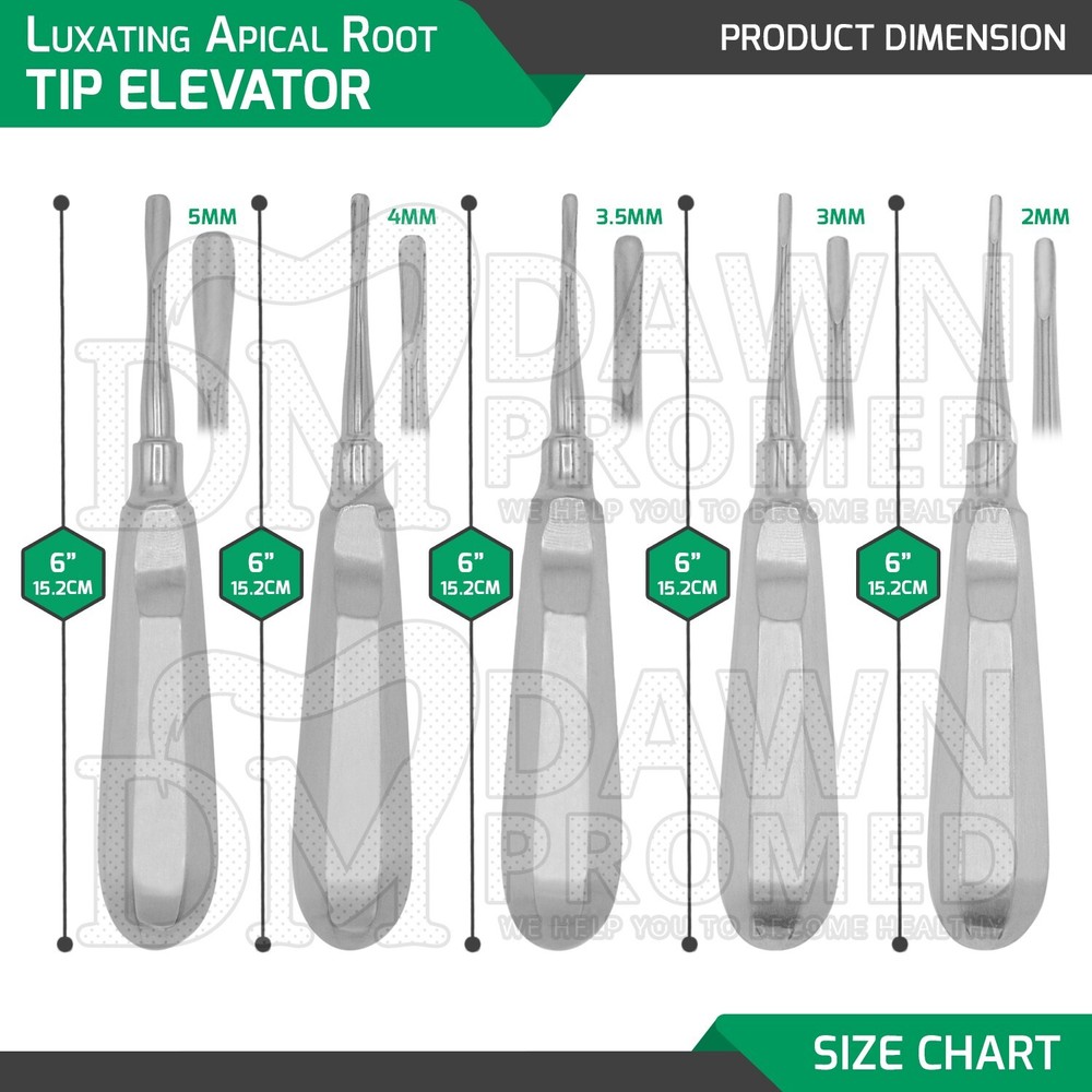 5 Pcs Dental Surgery Extracting Luxating Apical Root Tip Elevator German Grade