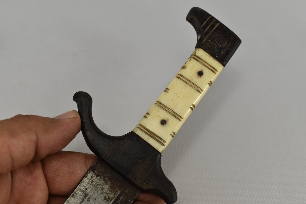 Old Antique Oriental Dagger Moroccan Engraved Arabic Scriptions In Blade