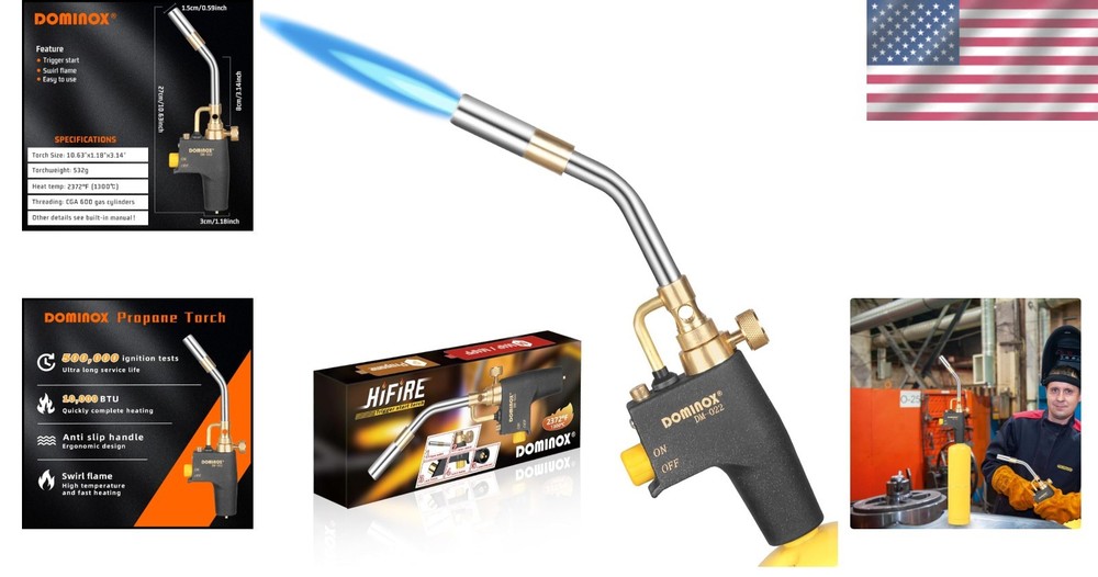 Durable Aluminum Propane Torch Kit with Reliable Trigger Start and Flame Lock