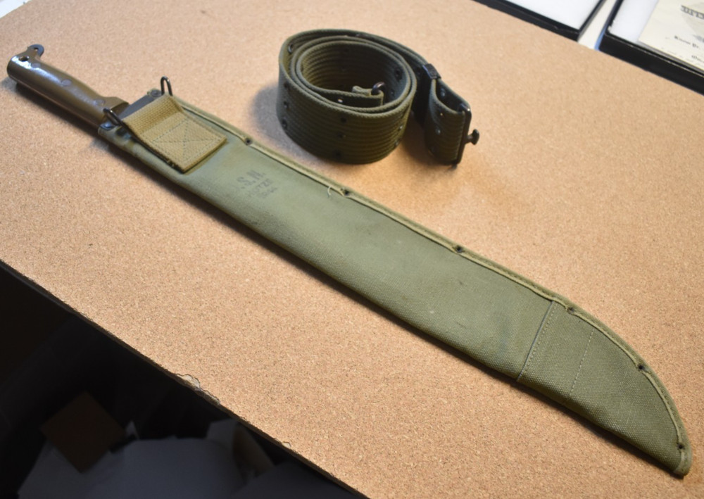 WW2 US Navy 1942 Machette w/ Web Belt