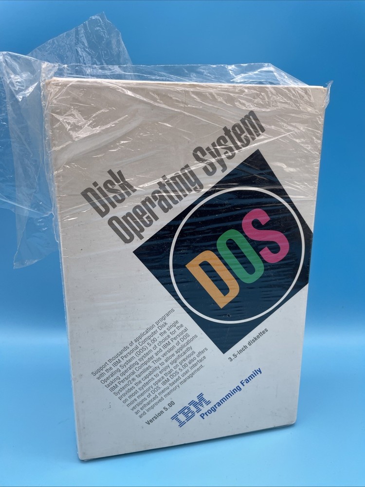 IBM DOS Version 5.0 Disk Operating System Box ~ 3.5 Inch Diskettes & Manuals VG