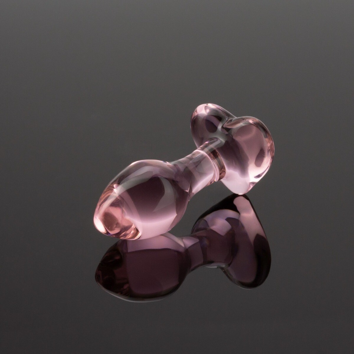 Pink Glass Anal Butt Plug with Heart Base Beginner Anal Sex Toy for Women Couple