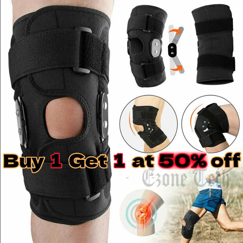 Knee Brace Hinged Compression Sleeve Joint Support Open Patella Stabilizer Wrap
