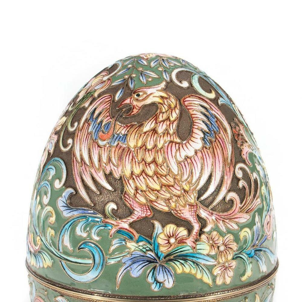 Antique Russian Enamel Silver Egg
