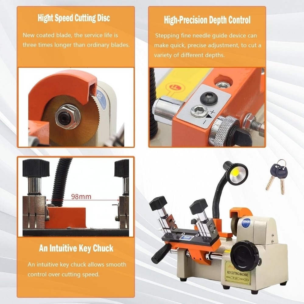 Key Cutting Machine with LED Lighting, Automatic Key Cutter, High Precision...