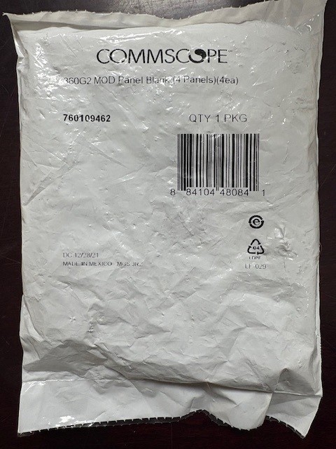 Commscope 760109462 360G2 Mod Panel Blank Fiber Adapter Pack (4 Panels)