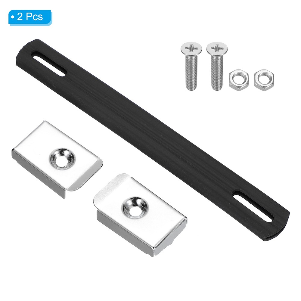 2Pcs 7.8 Inch Rubber Handle Strap Replacement with Metal End Caps, Silver Tone