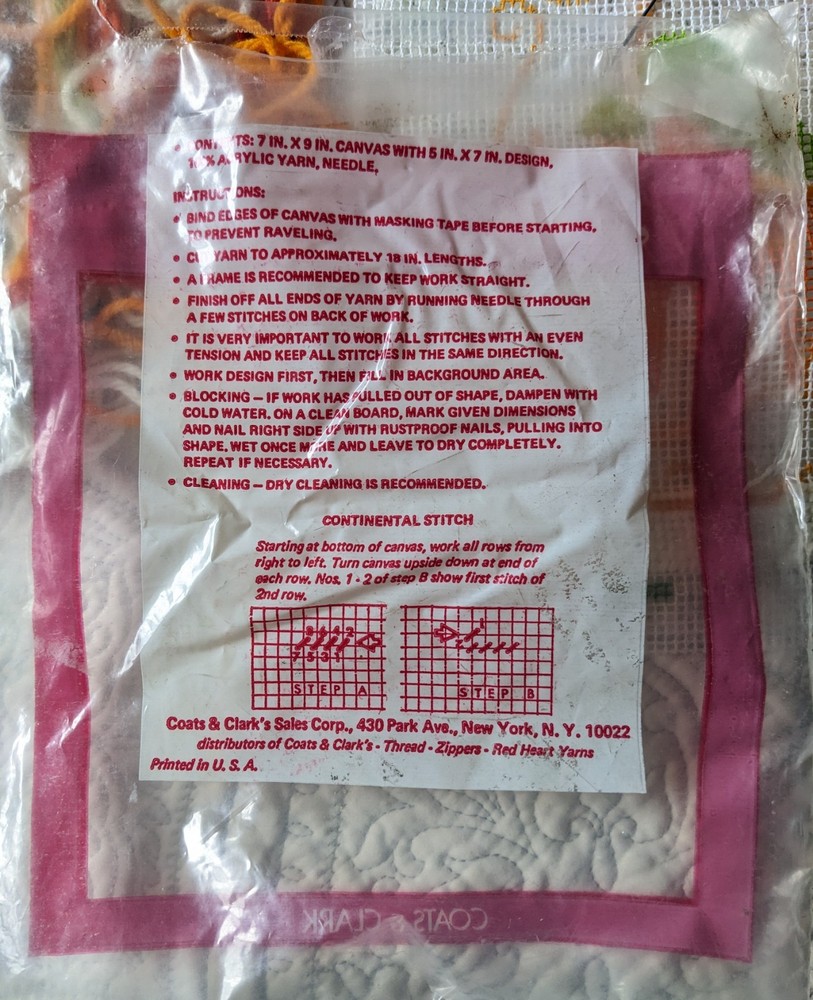 Vtg Coats & Clark Orange Carrots Needlepoint Canvas Spring Easter Art Partial**