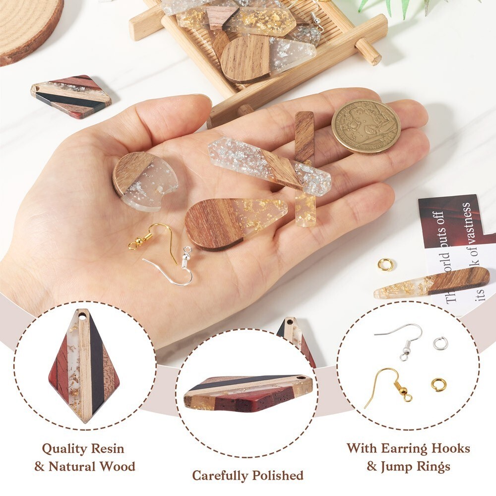 24Pcs Teardrop Polygon Rectangle Rhombus DIY Geometry Dangle Earring Making Kit