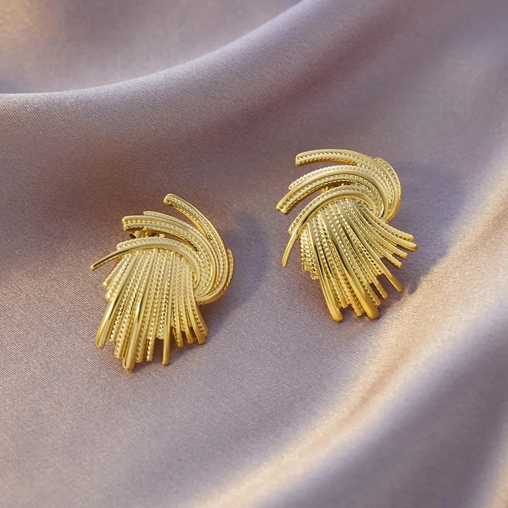 Twisted Rotational Texture Irregular Fireworks Luxury Earrings